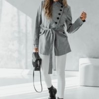 Елегантно палто с копчета в сиво , снимка 2 - Палта, манта - 42282835