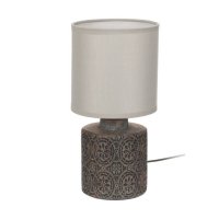 Настолна лампа с абажур, керамична основа,  13 x 26 см, 220-240V, снимка 1 - Настолни лампи - 42508701