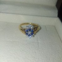 18k. златен пръстен с диаманти и сапфири, снимка 16 - Пръстени - 40624952