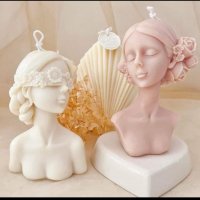 Дама красива жена с маска лице кок глава силиконов молд форма фондан смола свещ восък глина сапун , снимка 2 - Форми - 35811373