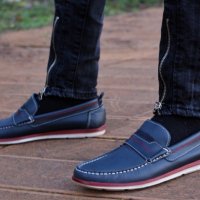 Мъжки обувки - синя ЕСТЕСТВЕНА кожа - 2617, снимка 1 - Мокасини - 41316818