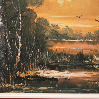 Рисувана картина езеро, снимка 2 - Картини - 44783702