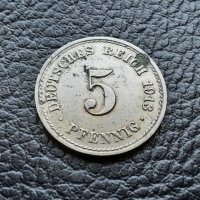 Стара монета 5 пфенига 1913 г. буква  А -Германия - 110 годишна !, снимка 8 - Нумизматика и бонистика - 39791105
