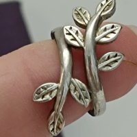 Красив сребърен пръстен с листа #СЖ9, снимка 4 - Пръстени - 44404332