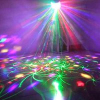Мощна LED лазерна светкавица диско двойна пеперуда светлина мини дерби клубно парти led ефект DMX512, снимка 7 - Други - 41748943