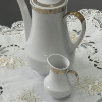 Порцелан Winterling Bavaria чайник с Латиера с златисто, снимка 7 - Сервизи - 44758046