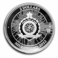 2022 1oz Niue $2 NZD биткойн сребърна монета BU , снимка 2 - Нумизматика и бонистика - 44717468