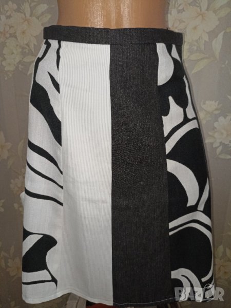 Ecole de couture L-Ефектна пола стил пачуърк в черно и бяло , снимка 1