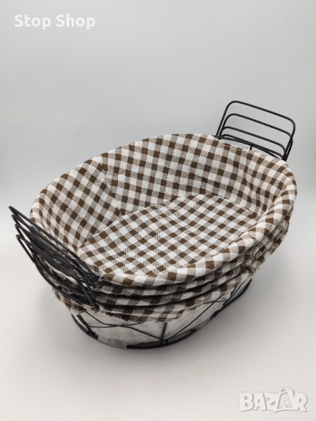 Метален поднос панер с текстил , снимка 1