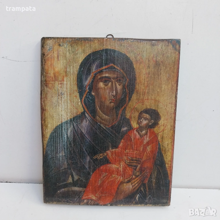 НАЙ ДОБРАТА ОФЕРТА Дървена Икона дева Мария с Младенеца , снимка 1