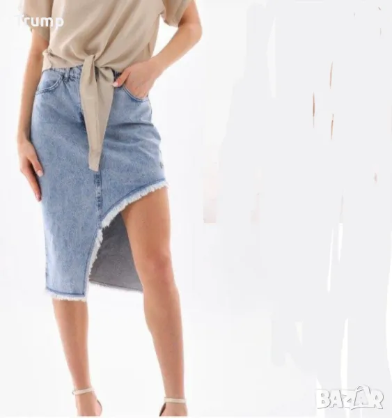 -40% Дънкова пола, асиметрична , снимка 1