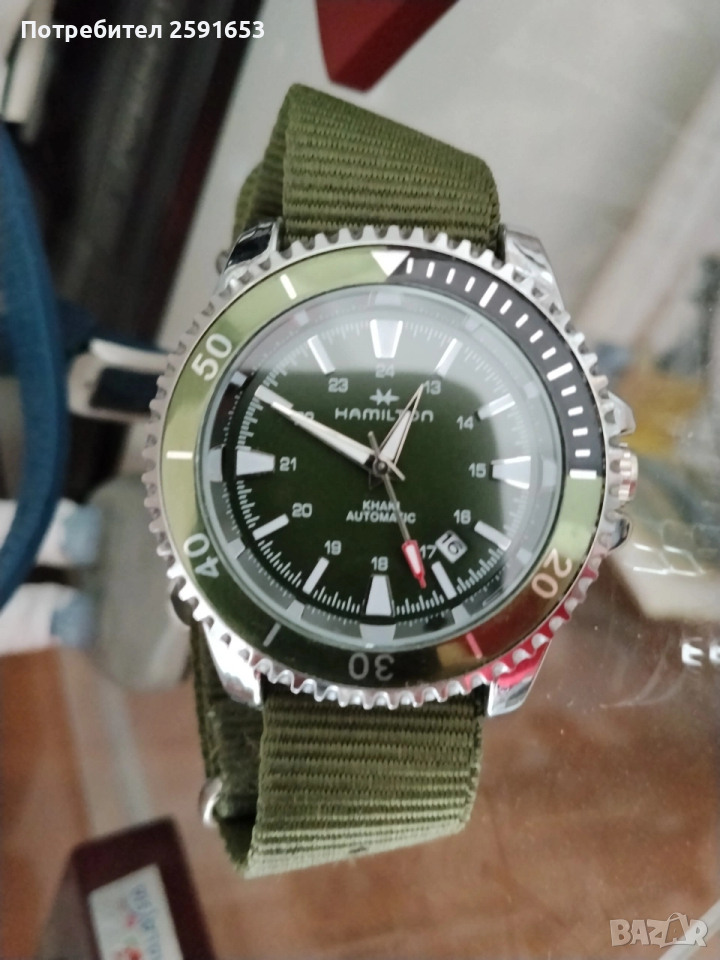 Часовник Хамилтон в зелен цвят, снимка 1