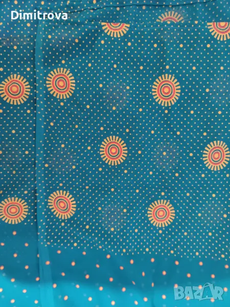 Турски шал/ парео в цвят тюркоаз и мотиви слънце - 210 x 90 см, снимка 1