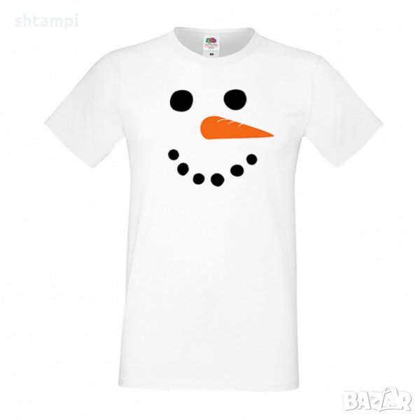 Мъжка тениска Коледа snowman face, снимка 1