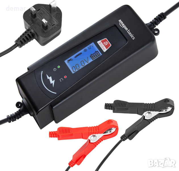 Amazon Basics 2A/4A Автоматично смарт 6V/12V зарядно устройство за батерии с функция за тестване, снимка 1