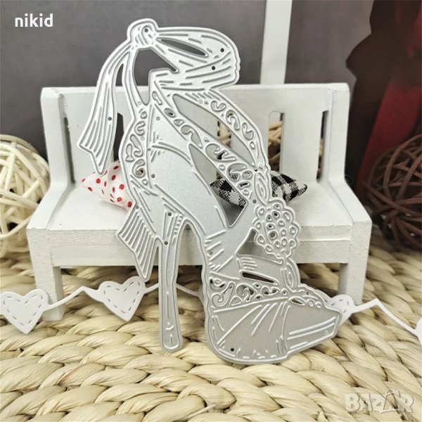 Висока дамска обувка сандал ток с пандела , снимка 1