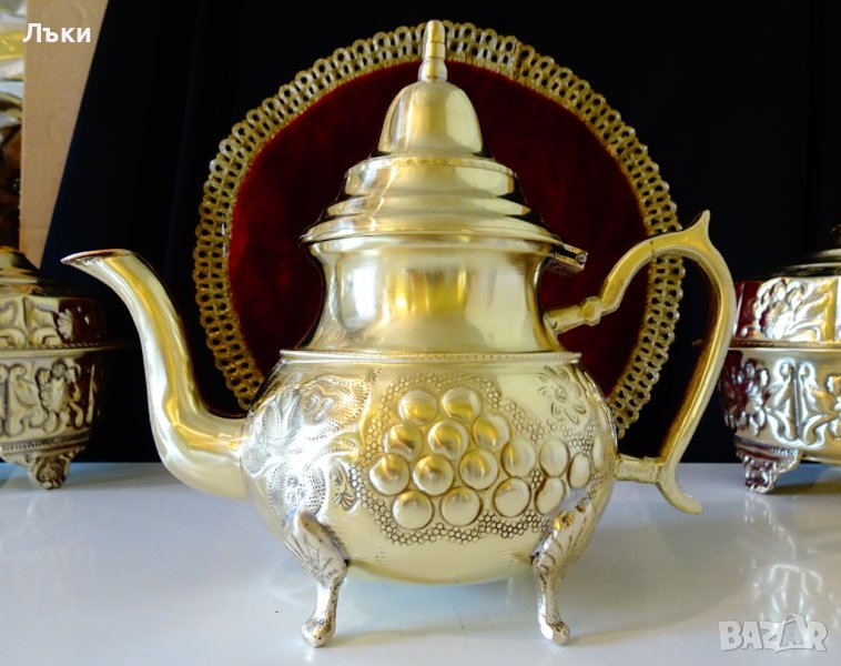 Марокански чайник,кана,месинг,маркиран. , снимка 1