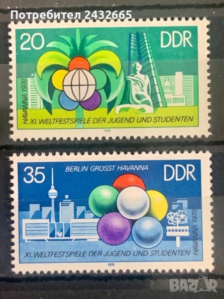 1741. Германия ( DDR ) 1979 = “ Събития. Младежки фестивал в Хавана. ”, **, MNH , снимка 1