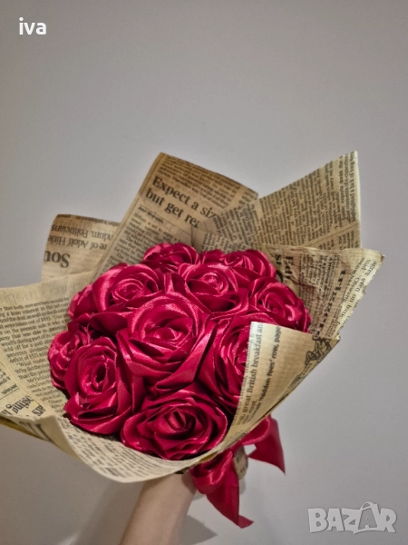 Букет от сатенени рози, снимка 1