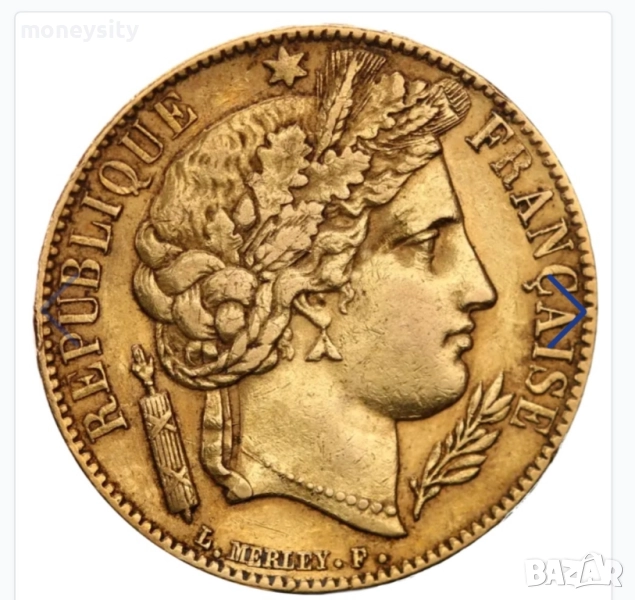 Златна монета 20 франка Серес, снимка 1
