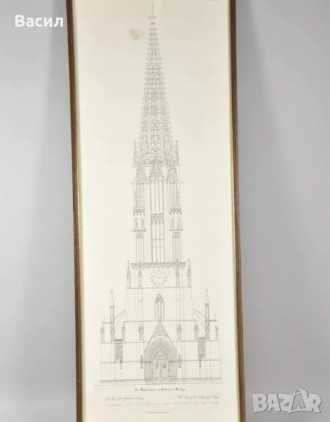 графика чертеж на катедрала, снимка 1
