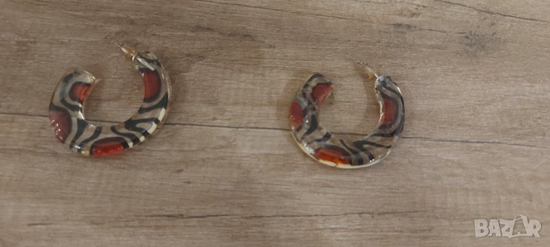 Кристални обеци с пъстри орнаменти внос от Англия, снимка 1