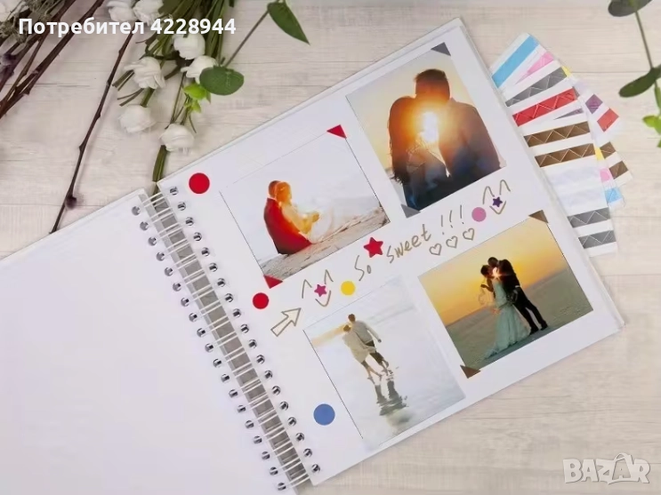 Албум за снимки и спомени – 40 страници, твърди корици + стикери сватба, Коледа, булчински, подарък, снимка 1