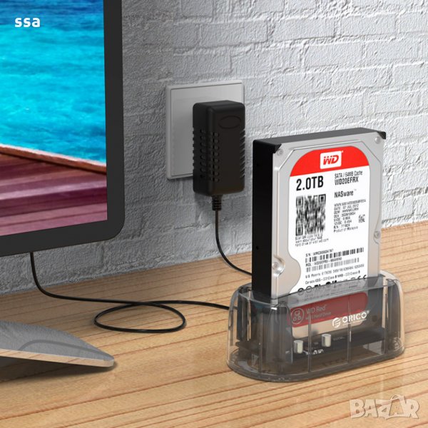 докинг станция - HDD/SSD Dock - 3.5 inch USB3.0, transparent, снимка 1