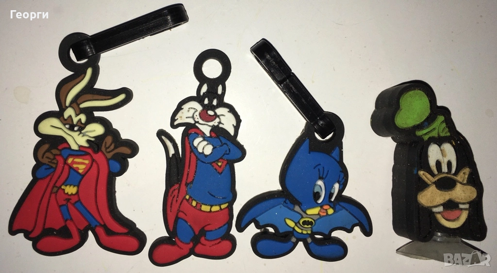 Гумени висулки (Super Zippy Looney Tunes) с Уили Койота, Силвестър, Туити и Гуфи от Италия., снимка 1