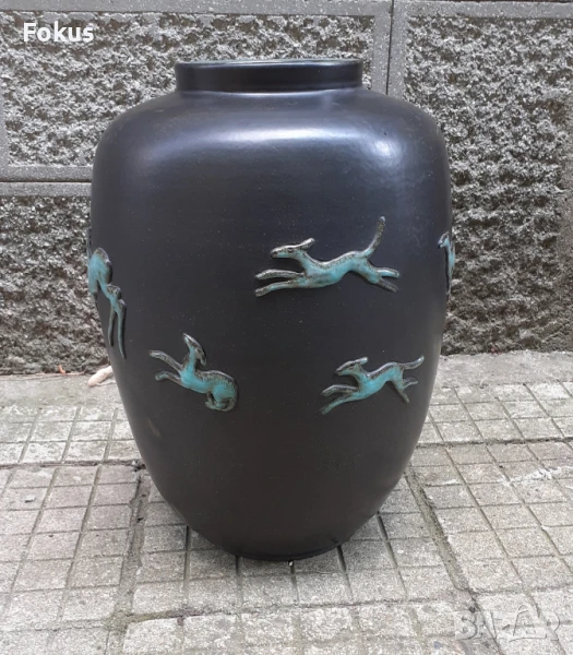 Огромна стара ваза - немска керамика с печат - делва, снимка 1