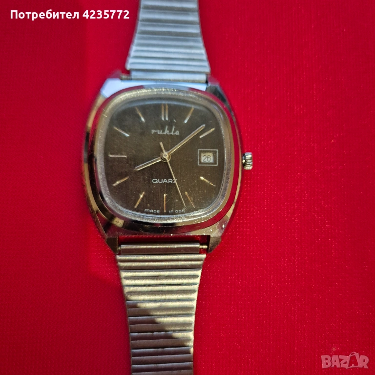 ruhla Оригинален немски кварцов винтидж часовник. , снимка 1