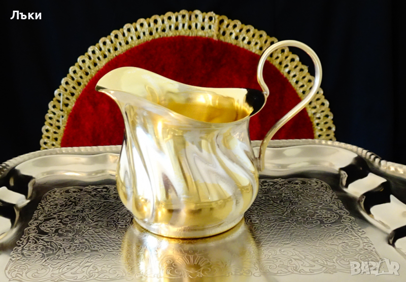 Посребрена бронзова каничка,латиера,красив релеф. , снимка 1