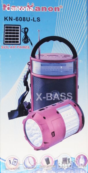 Музикална колонка New Kanon 608U-LS, AM/FM/SW Radio, USB/SD, фенер, лампа, соларен панел, акумулатор, снимка 1