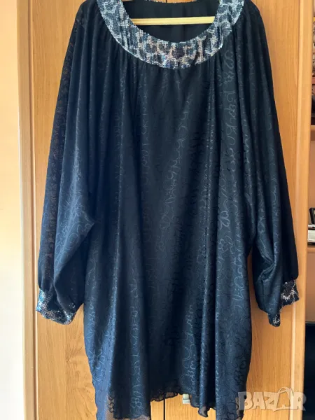 Елегатна Макси туника от дантела и пайети в черно! Размери 62, снимка 1