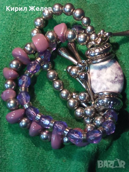 ПРЕКРАСНА ГРИВНА СРЕБРИСТА с ФАСЕТИРАНИ ПОЛУСКЪПОЦЕННИ КАМЪНИ и КРИСТАЛИ 34723, снимка 1