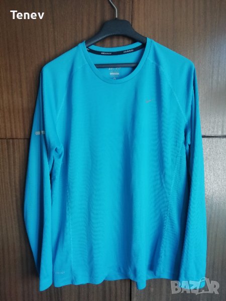 Nike Miler Dri-Fit оригинална тениска фланелка дълъг ръкав синя мъжка размер L блуза, снимка 1