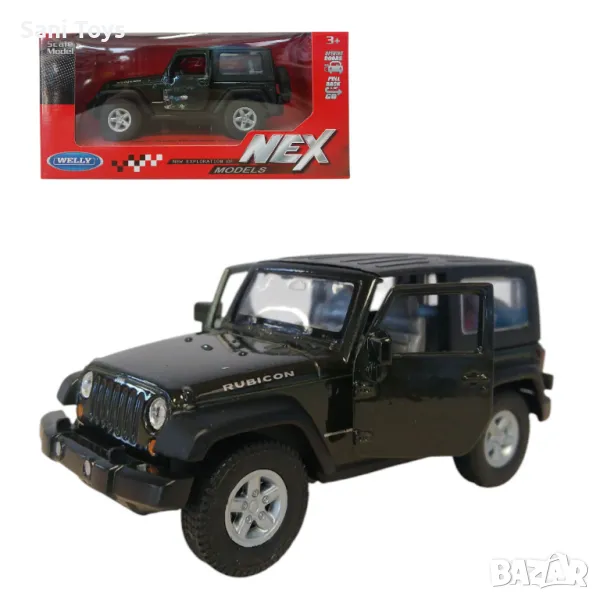 Метален джип Welly NEX – 2007 Wrangler Rubicon, 1:34, снимка 1