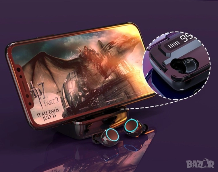 Безжични Bluetooth слушалки с LED цифров дисплей  , снимка 1