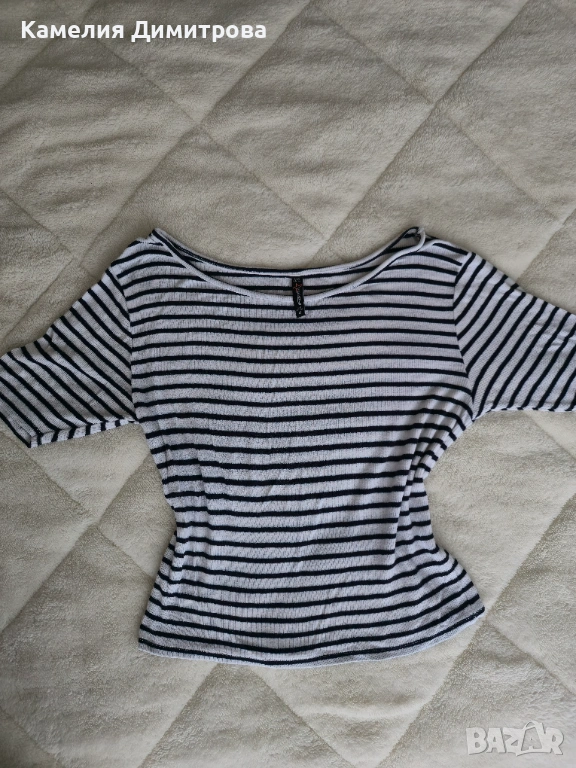 FB Sister раиран топ с широко деколте, снимка 1