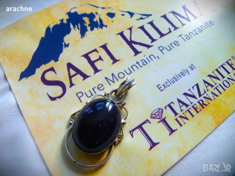 Голям сребърен медальон с танзанит, снимка 1