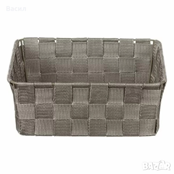 Кошница за съхранение с метална рамка в бежов цвят - размери 24 x 24 x 8.5 см, снимка 1