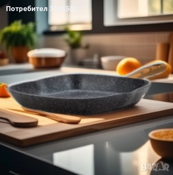 Тиган грил Goldmann, 28x4.5см., 24х7 см., Лят алуминий, Керам. покр., Индукция, снимка 1