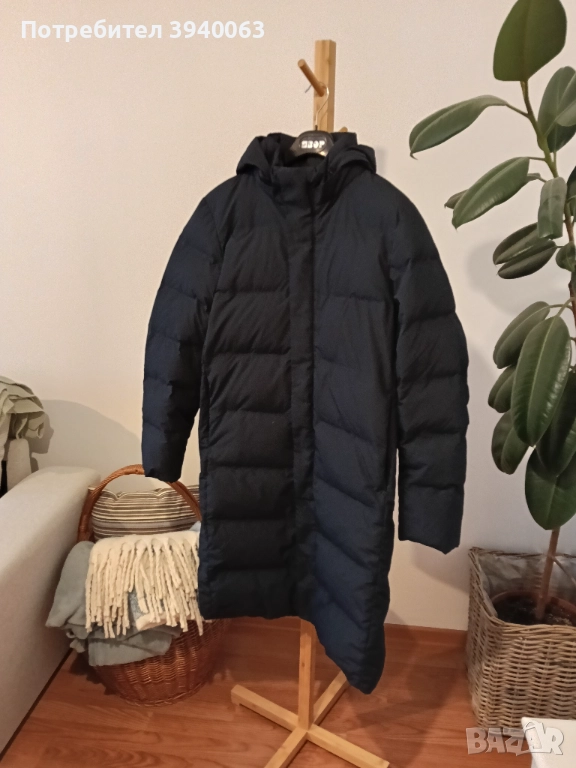 Яке с естествен пух тъмно синьо , снимка 1