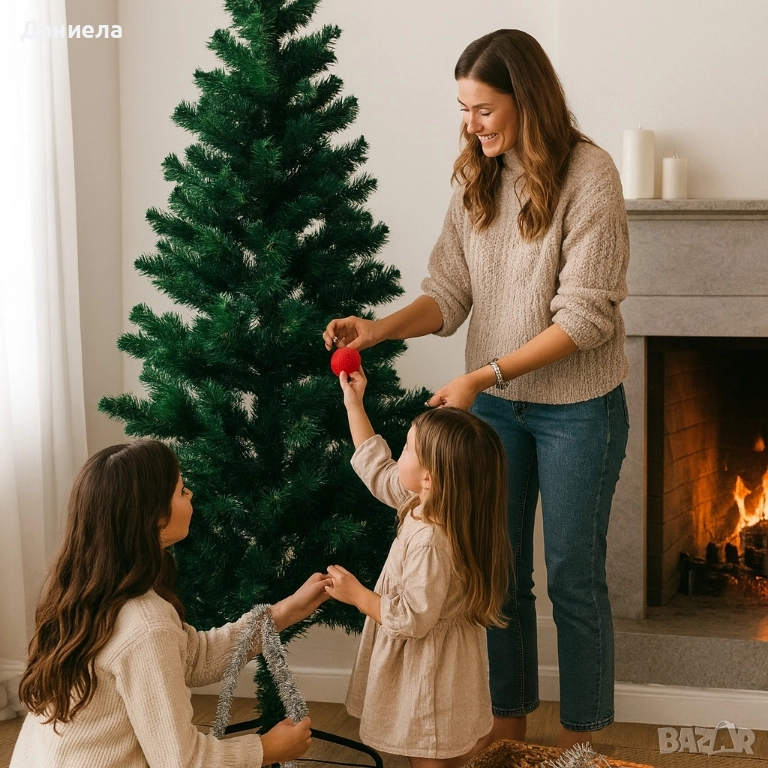 Коледна елха с естествен вид и лесен монтаж - 180см, снимка 1