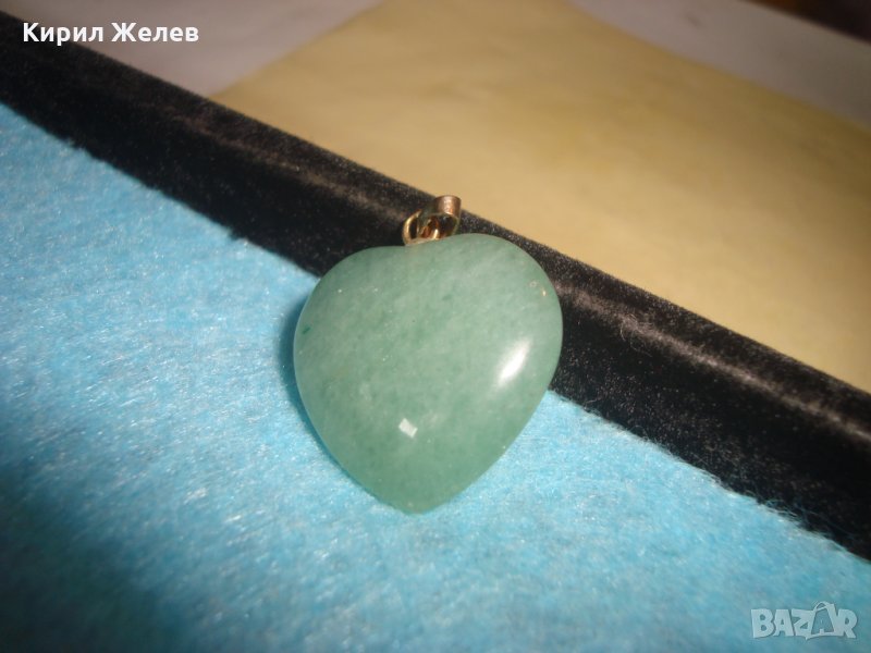 НЕФРИТЕНО СЪРЧИЦЕ АРТ-ДЕКО СТИЛЕН СКЪПОЦЕНЕН МЕДАЛЬОН ПЕНДАНТ 26679, снимка 1