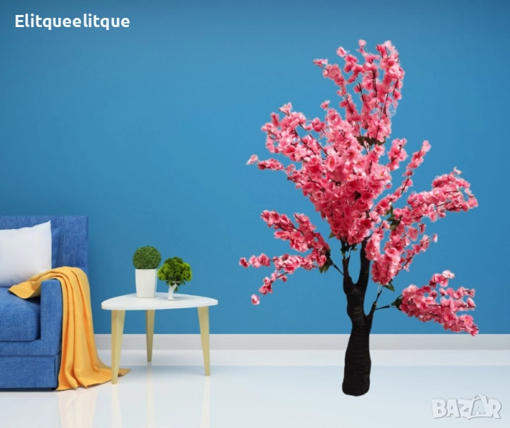 Изкуствено декоративно дърво, Цъфтяща сакура, 1.7 м, снимка 1