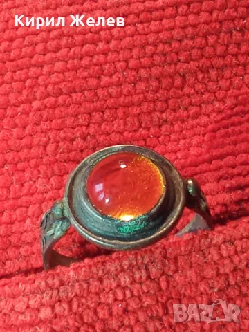 Старинен ОРНАМЕНТИРАН АР НУВО СРЕБЪРЕН ПРЪСТЕН ПАТИНИРАНО СРЕБРО ВИСОКА ПРОБА сШЛИФОВАН ЦИТРИН 49924, снимка 15 - Антикварни и старинни предмети - 49246275