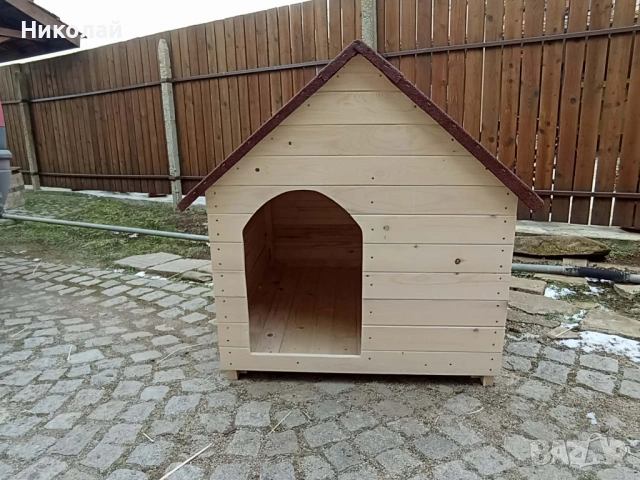 Голяма дървена къща за кучета , къща за големи породи кучета , къща от дърво за куче, кученца
