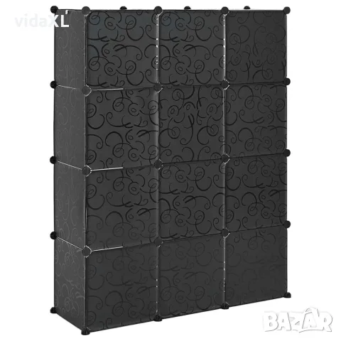 vidaXL Модулен шкаф с 9 отделения, 109x36,5x143 см, черно и бяло, снимка 6 - Шкафове - 56146354