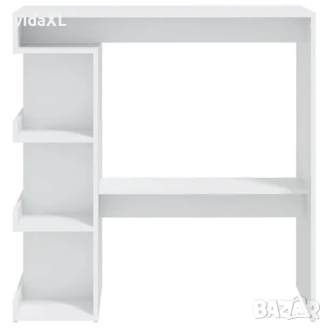 vidaXL Бар маса с рафтове, бяла, 100x50x101,5 см, инженерно дърво, снимка 5 - Маси - 56147830